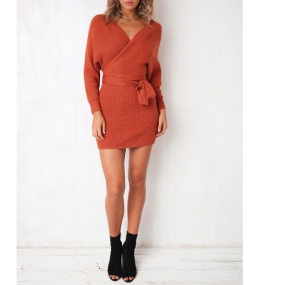 🔥🔥Sexy and Cozy Rust Sweater Dress - Picture 3 of 6